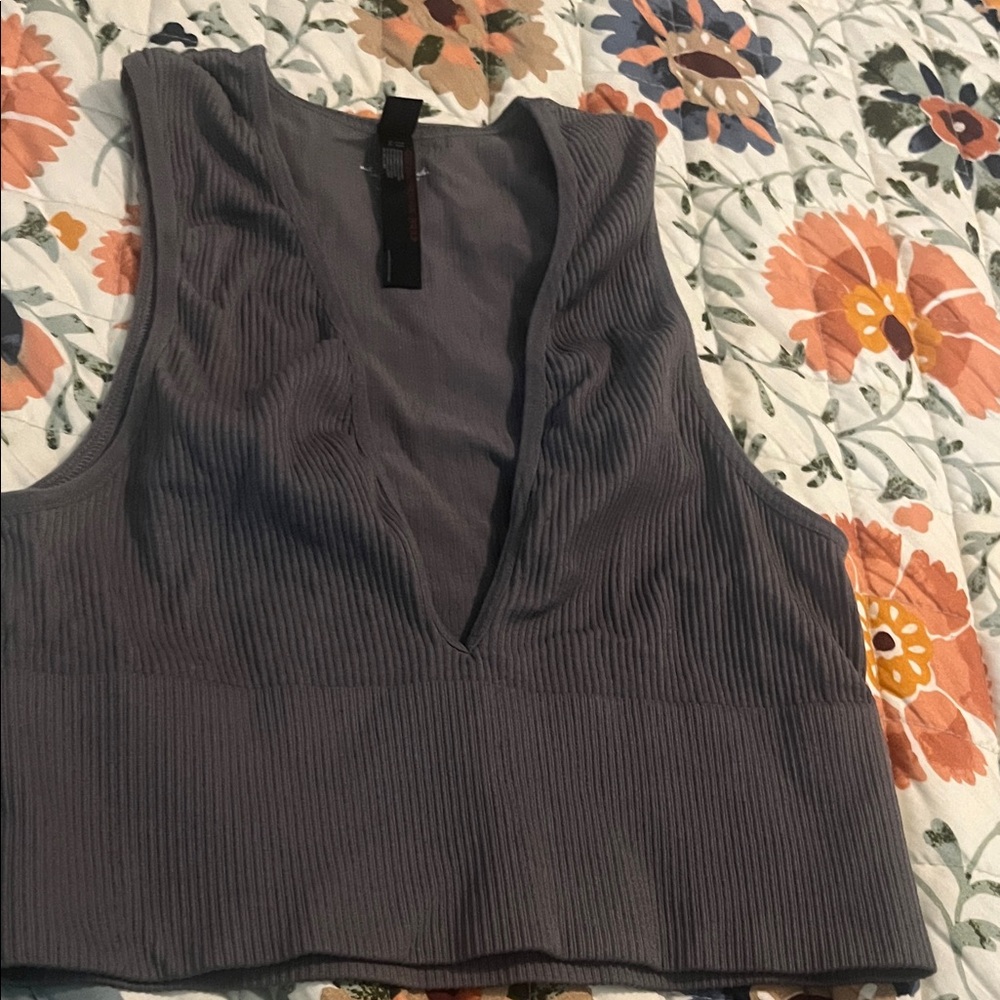 Urban Outfitters Charcoal Ribbed Tank Top